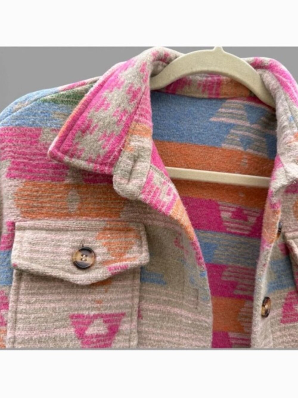 Pastel Aztec Utility Shacket - Multicolor - Picture 6 of 9